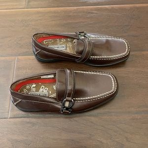Joseph Allen Big Boys Brown Faux Leather Deck Boat Shoe Loafer Sz 3 US